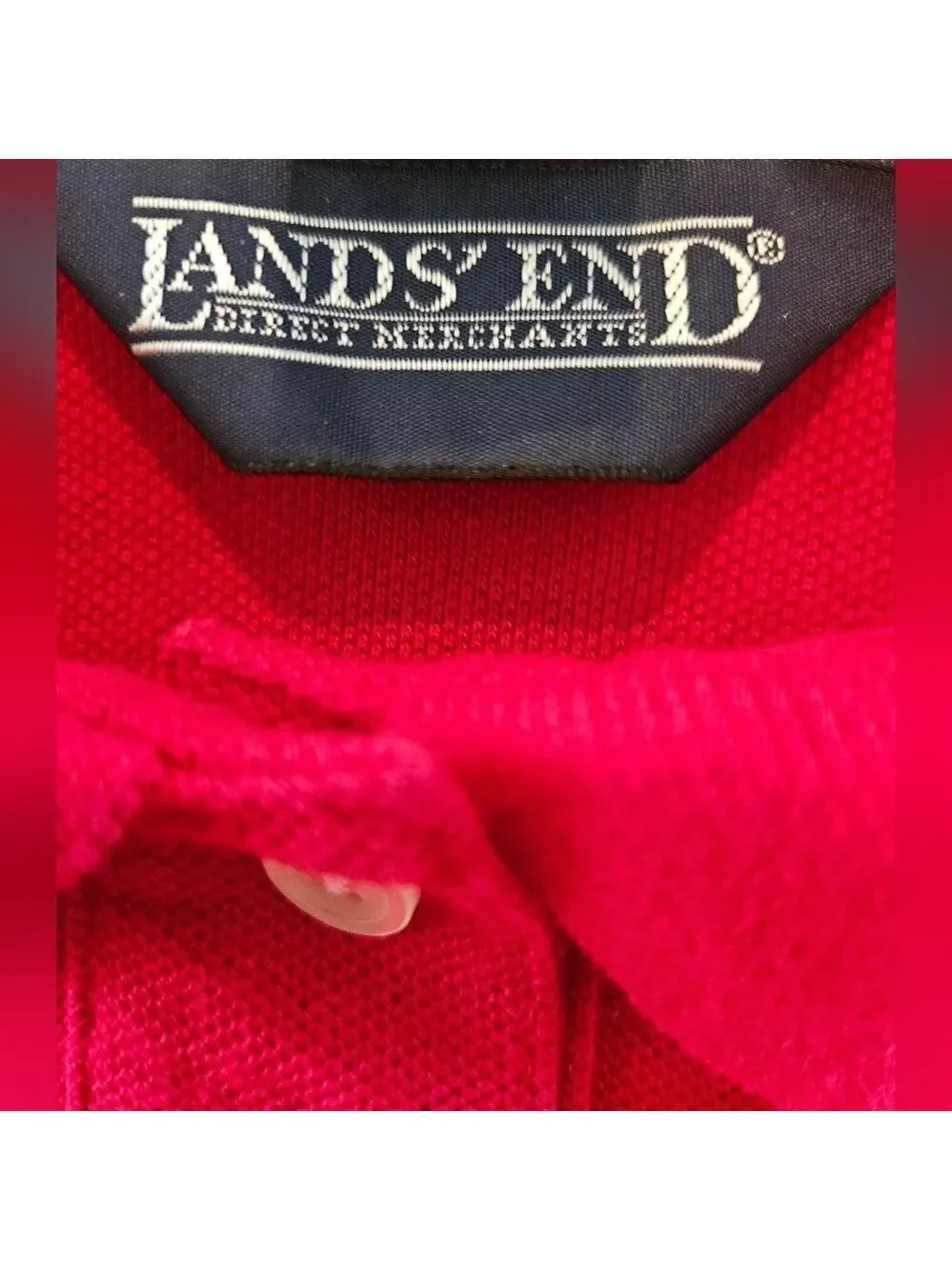 LANDS' END WOMEN'S RED SHORT SLEEVED 2 BUTTON PULLOVER POLO SIZE XS HIGH-LOW
